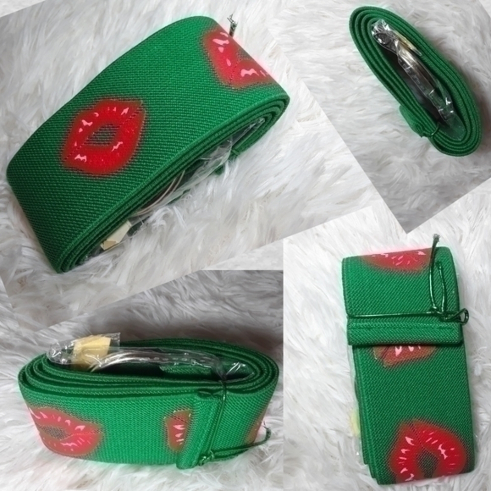 ☄️Holiday Lips Print Stretchy Belt-Green